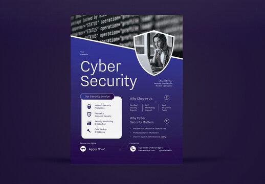 Blue Modern Cyber Security Flyer Layout