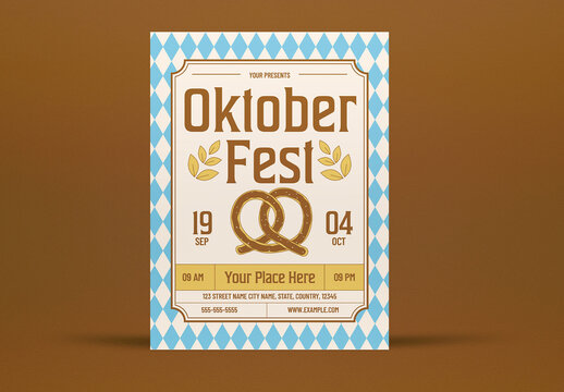 Brown and Blue Vintage Oktoberfest Flyer Layout