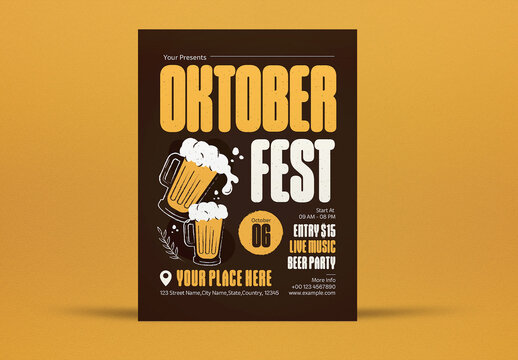 Brown Hand Drawn Oktoberfest Flyer Layout