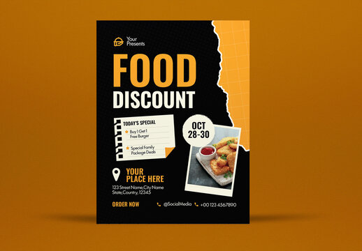 Black Grunge Food Discount Flyer Layout
