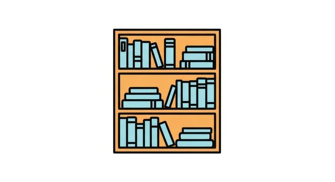 Bookshelf with various books stacked.