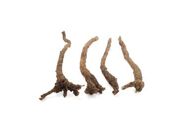 Fototapeta premium Scutellaria Baicalensis Dried Herbal Roots Traditional Chinese Medicine Natural Health Products on White Background