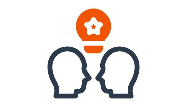 two people profiles with lightbulb icon teamwork collaboration