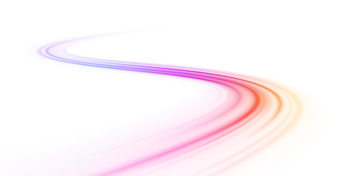 Fast blur road in abstract light space. Neon beam streak with gradient glow and digital energy.