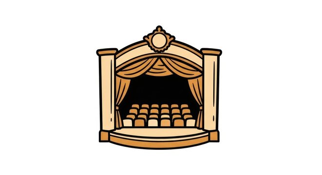 Theater stage with curtains and seats.