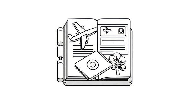 Travel planning with passport and map.