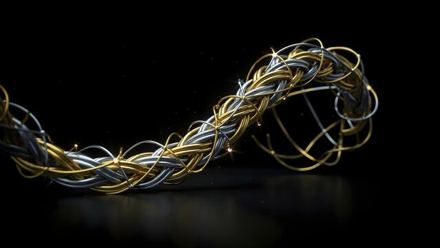 Gold and silver threads braided in luxury connection &ndash; Perfect for executive collaboration promotions, international growth summits, or wealth strategy.
