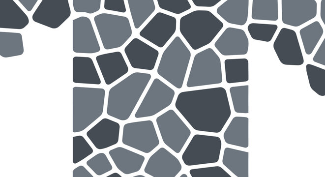 Abstract geometric pattern with irregular grey shapes and white outlines creating a mosaic-like texture.