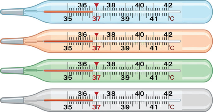 Color coded thermometer style infographic chart for data visualization and comparison of measurement levels