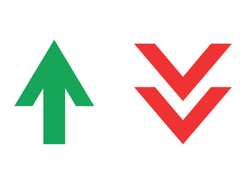 Green up arrow and red down arrows indicating direction and status