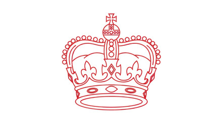 Ornate red royal crown outline with cross and fleur de lis motifs © puan