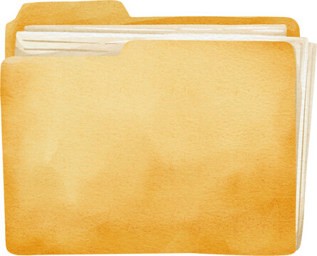 Watercolor document folder hand painted clipart illustration