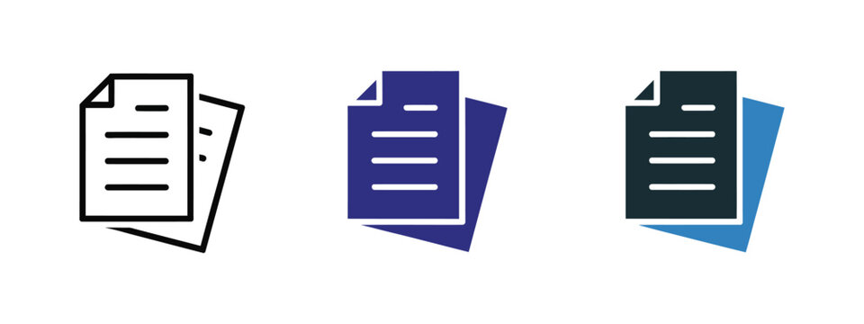 Document Files Icon With Stacked Papers For Data, Information, Documentation, Business Reports, Office Workflow, Digital Records, File Management, And User Interface Symbols Collection.