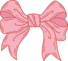 Naklejka premium Cute pink ribbon knot vector, simple hand drawn sketch element
