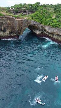 Vertical Aerial 4K Drone Footage Broken Beach Nusa Penida Bali Indonesia