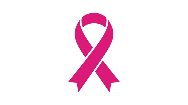 Flat geometric awareness ribbon icon isolated pink cancer support vector graphic for charity