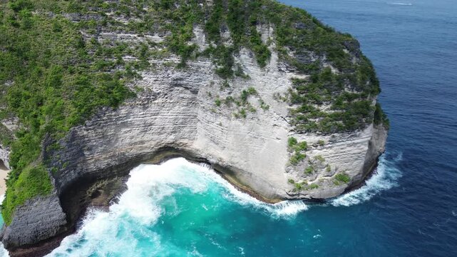 Aerial 4K Drone Footage Kelingking Beach Nusa Penida Bali Indonesia
