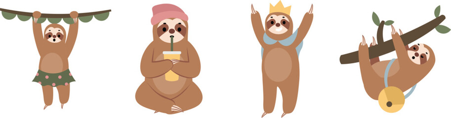 Cute Sloth Collection Animal Vector Illustration © weirdsgn & telllu