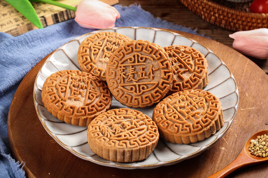 Traditional Cantonese Mooncakes - Handmade Buckwheat Pastry Festival Tasting