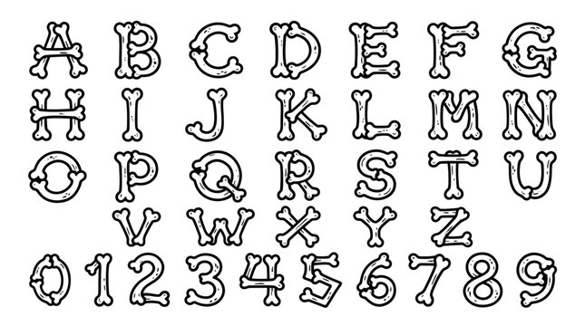 Bone Alphabet and Numbers - Spooky Halloween Font Style