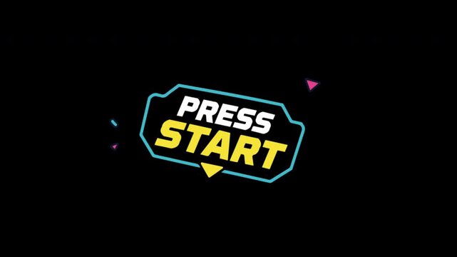 Press Start Button Animation with Cyan Outline Loop