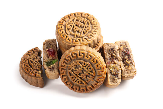 Traditional Mooncakes with Ornate Patterns, Mid-Autumn Festival Delicacy