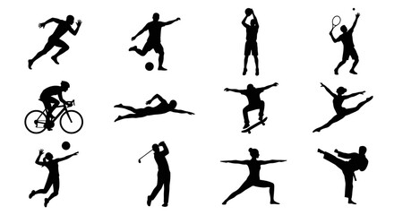 Athletic Figures In Motion Black Silhouette athlete © MDHANZALA