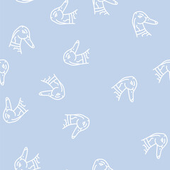 Naklejka premium duck animal zoo vector line seamless pattern duck animal zoo sign illustration