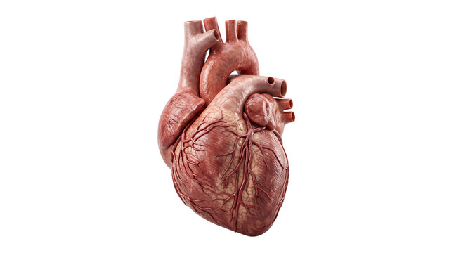 realistic human heart isolated PNG on transparent background, anatomical medical organ illustration