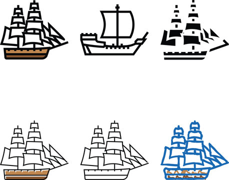 brigantine ancient ship color icon vector. brigantine ancient ship sign. series isolated symbol