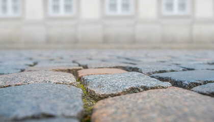 Weathered Cobblestone Street with Moss