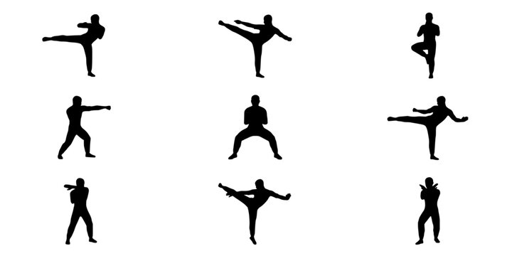 Silhouette of Dance Figure Performing Yoga Pose in Minimalist Black Style on Plain Background Featuring Dancer, Balancing
