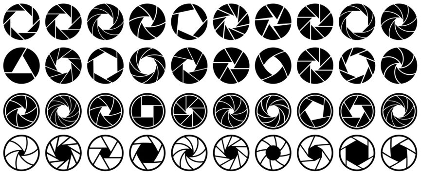 set collections Camera lens icon. Diaphragm symbol. photography logo design vector illustratio