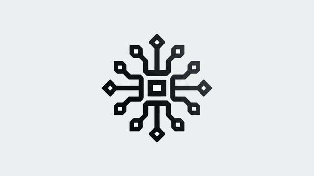 Black symmetrical microchip motherboard logo