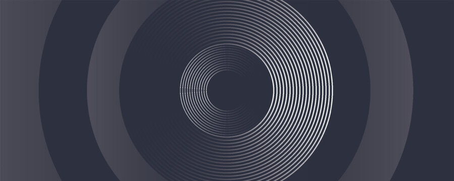 Abstract dark gray background with elegant concentric circles. Modern minimalist geometric thin lines pattern on a premium charcoal backdrop vector.