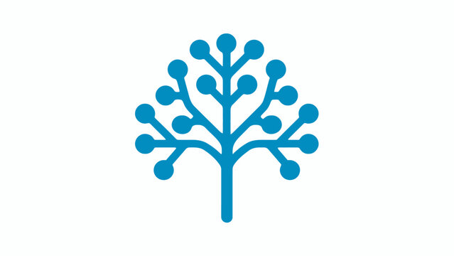 Blue digital tree network with nodes and linear branches.