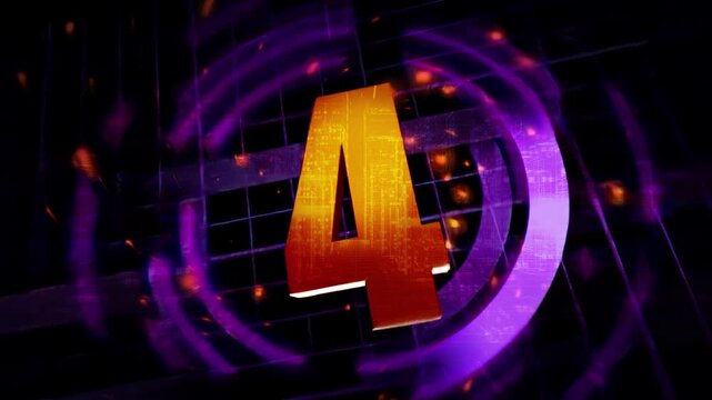Abstract neon numbers counting down to zero background loop. Digital Counters Related 3D Abstract Animation.