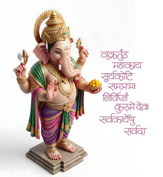 AI Generated Illustration for Happy Ganesh Chaturthi Festival for Invitation, is one of the best-known and most worshiped god in the Hindu religion lord Ganesha of Indian wedding festival tradition