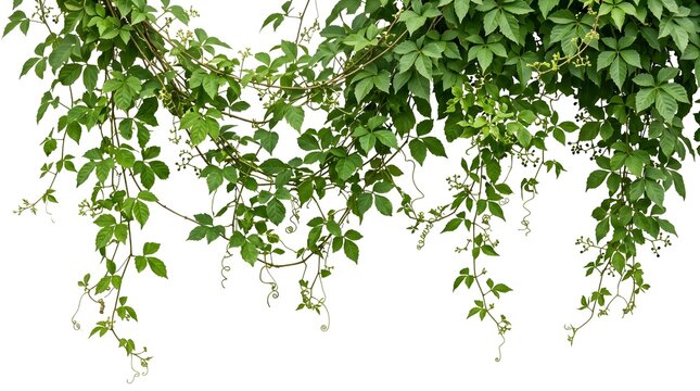 Lush foliage of Cayratia trifolia vine, isolated for design use.