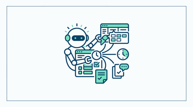 Artificial Intelligence Robot Managing Automated Tasks and Data