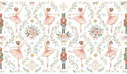 Holiday Ballet Watercolor Seamless Design © Ziten