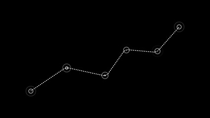 White dotted line graph with circles on black background data chart © MDSADDAM