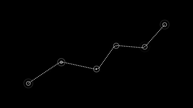 White dotted line graph with circles on black background data chart