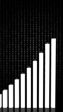 Bar graph over binary code digital background.
