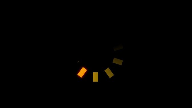 Orange and yellow rectangles forming a circular loading indicator animation on a black background progress