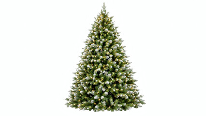 Fototapeta premium Snow Covered Christmas Tree Isolated on White Background