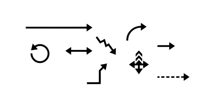 Arrows and Symbols with Various Directions and Styles in a Vector Design Featuring Arrow, Symbol, Direction with Straight