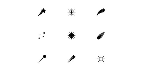 Rocket Ship Icons on White Background with Starburst, Sparkle, and Trajectory Motion Elements for Space Concept Design © MDRASEL