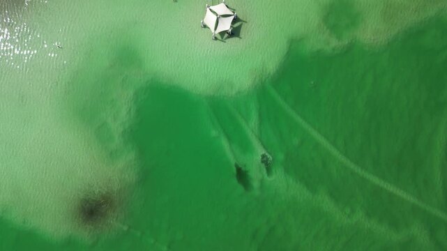 Drone View of Dead Sea Mineral Pools and Salt Formations Israel