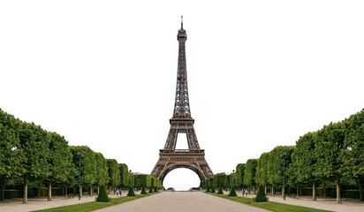 Eiffel tower in paris landmark architecture isolated on transparent background
